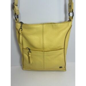 The Sak Lucia Yellow Pebbled Leather Crossbody Adj Strap Antique Hardware